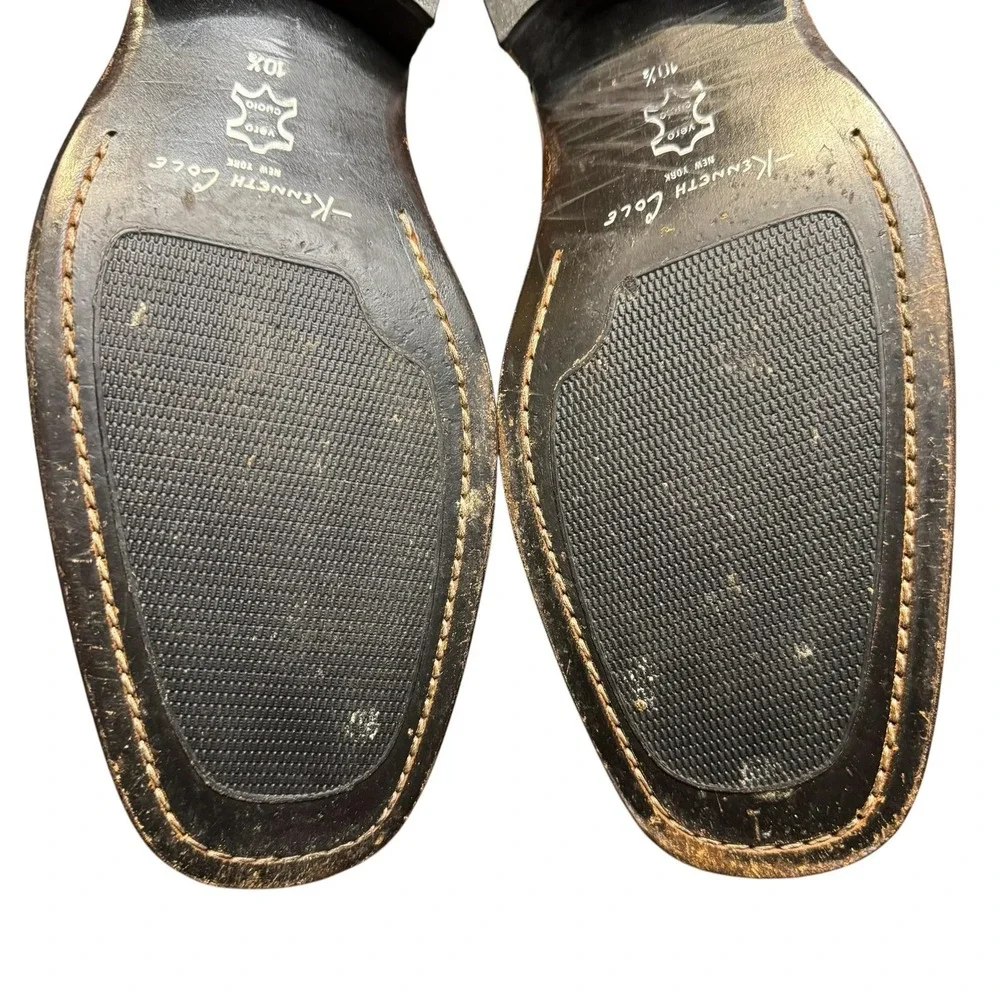 Kenneth Cole New York Shoes Mens Size 10.5 Beige Leather Derby Lace Up‎ Dress